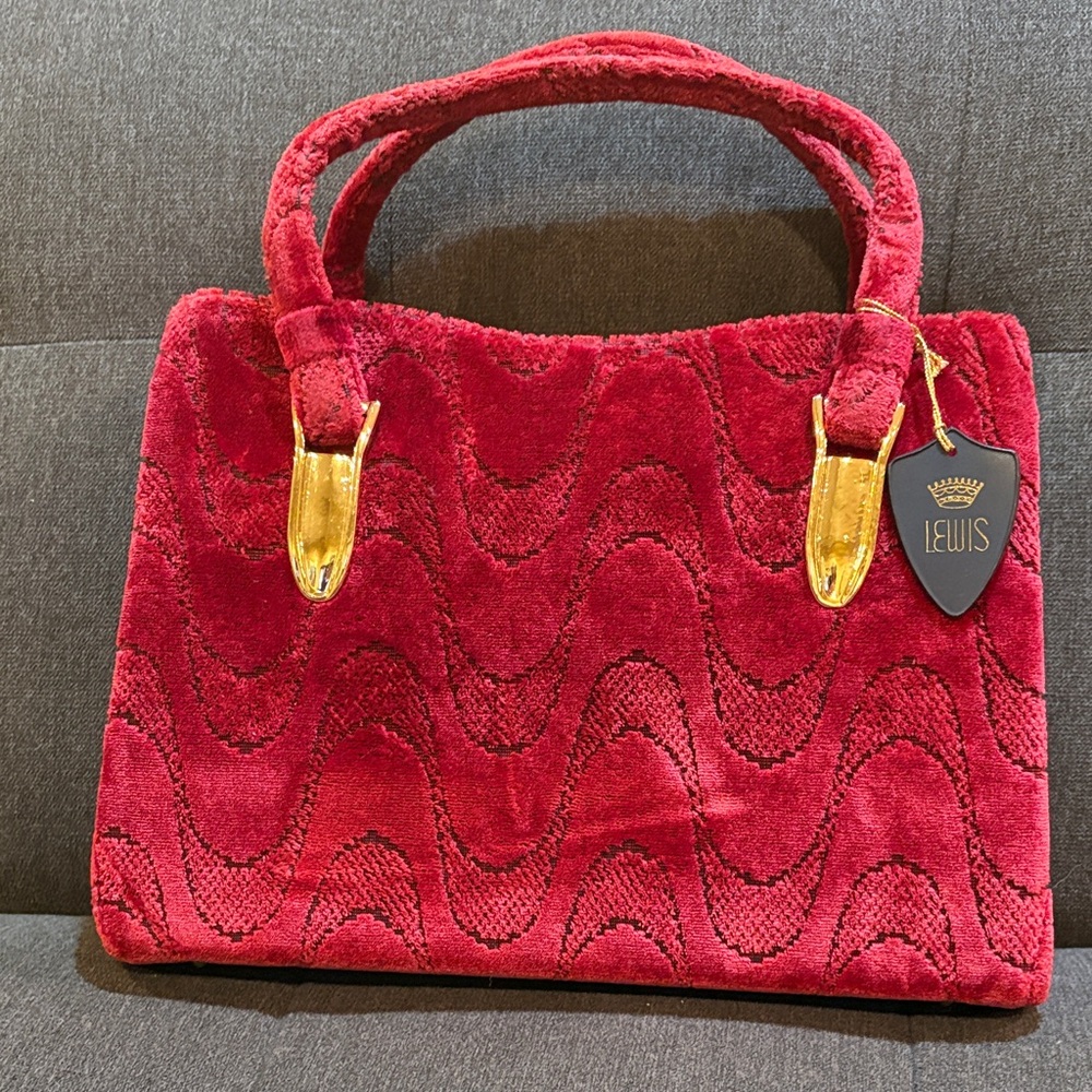 Lewis Velvet Never Used Vintage Red Velvet Handbag